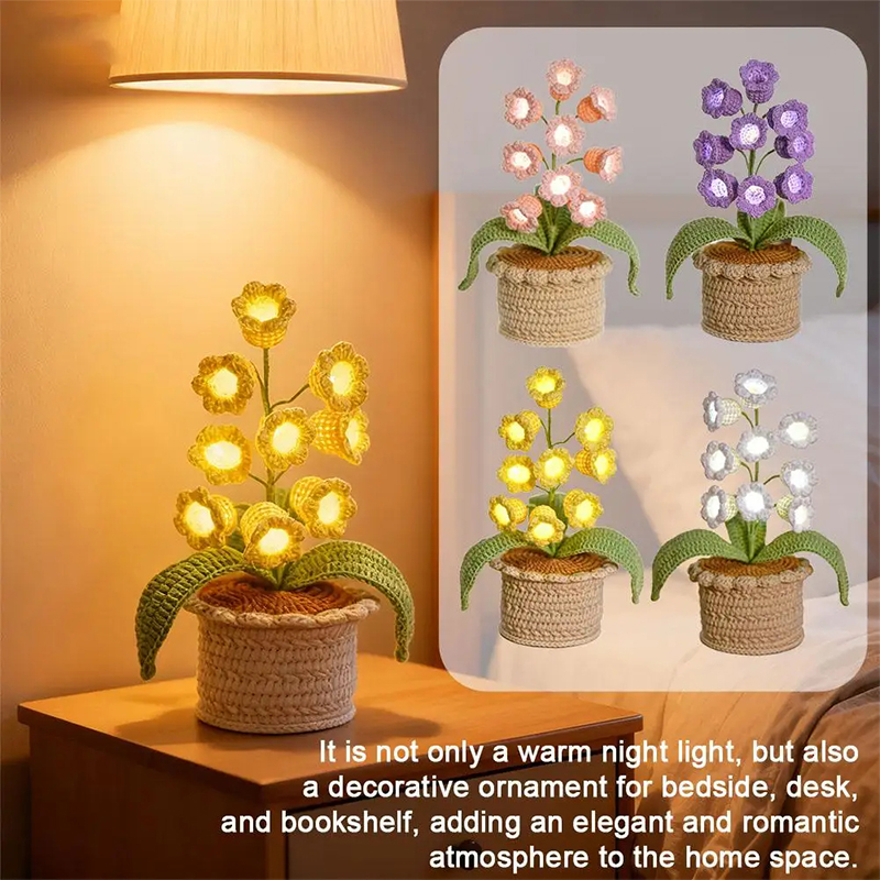 Home Textiles Today - 9つの輝くスズランの鉢植えの装飾品、温かみのある家の装飾、手作りの編み物製品、ベッドサイドのナイトライト、絶妙な贈り物