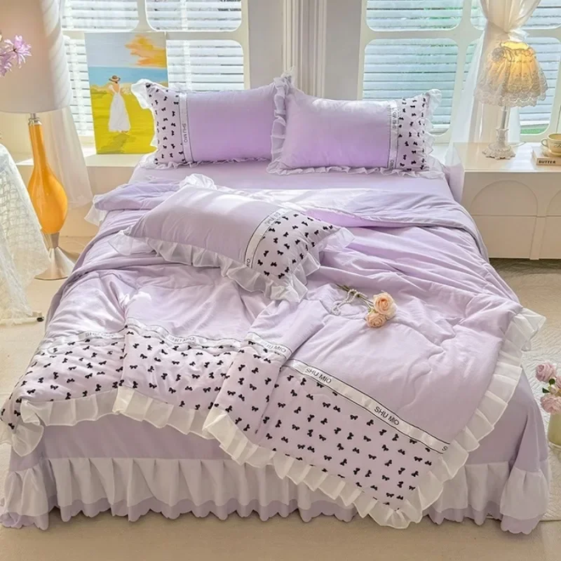 Quilt Cotton Summer - 2025年 リトルフレッシュプリンセス風 ウォッシュドコットン サマーキルト 4点セット ベッドスカート