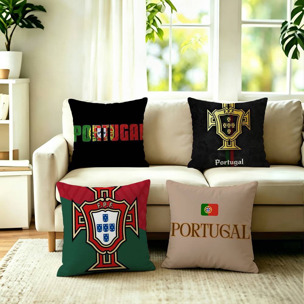 Home Textiles Portugal - ポルトガル クイナス旗 スクエア 両面プリント枕カバー 寝室 ベッドサイド枕