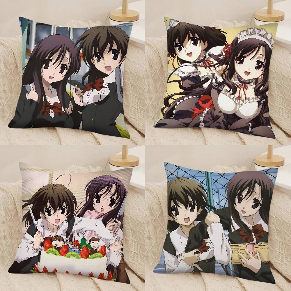 Home Textiles Today - アニメ S-School Days 桐ノ葉花子枕カバーファッション正方形枕カバー寝室ソファルームイン装飾レジャークッション