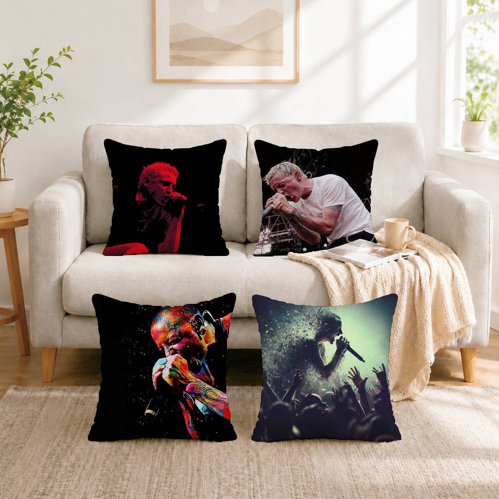 Home Textiles Inc - C-Chester Rock B-Bennington スクエア両面プリント枕カバー寝室ベッドサイド枕ソファクッションカバーギフト