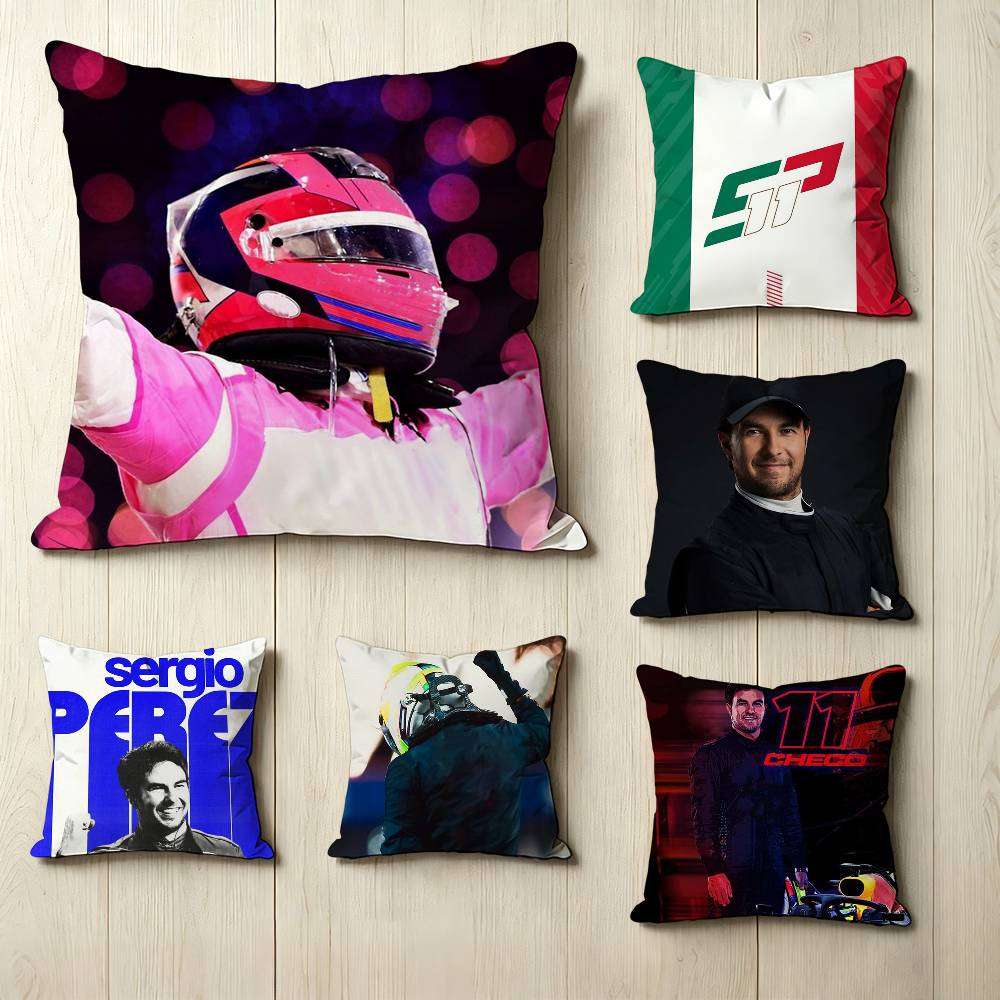 Home Textiles Inc - レーシングドライバー C-Checo 11 S-Sergio P-Perez 正方形両面プリント枕カバー寝室ベッドサイド枕ソファクッションカバー