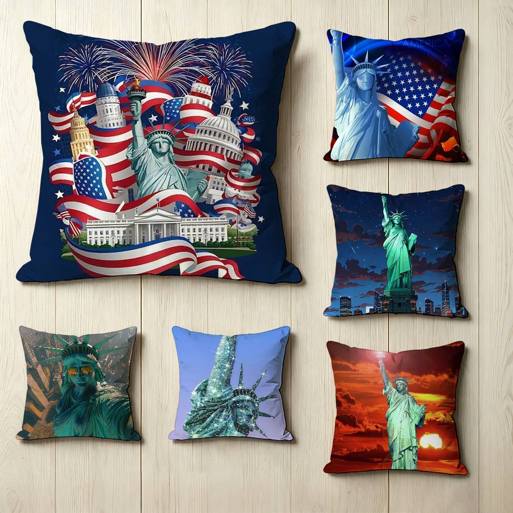 Home Textiles New York - ニューヨーク米国 S-自由の女神広場両面プリント枕カバー寝室ベッドサイド枕ソファクッションカバー