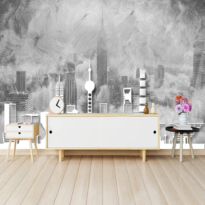 Home Textiles City - カスタム 3D 壁紙壁画レトロ抽象都市建築壁画研究リビングルームの寝室の背景家の装飾フレスコ画
