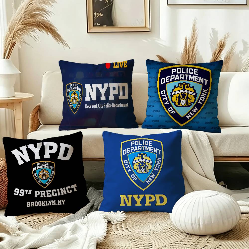 Home Textiles New York - ニューヨーク市警察局 NYPD パーソナライズされた写真テキスト ホーム装飾枕 家庭用ギフト 45x45cm