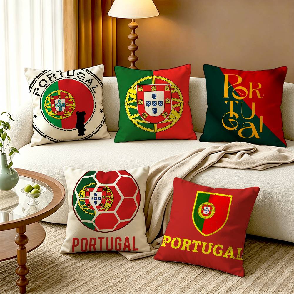 Home Textiles Portugal - ポルトガル国旗柄コットンリネン正方形枕カバー家の装飾ギフト