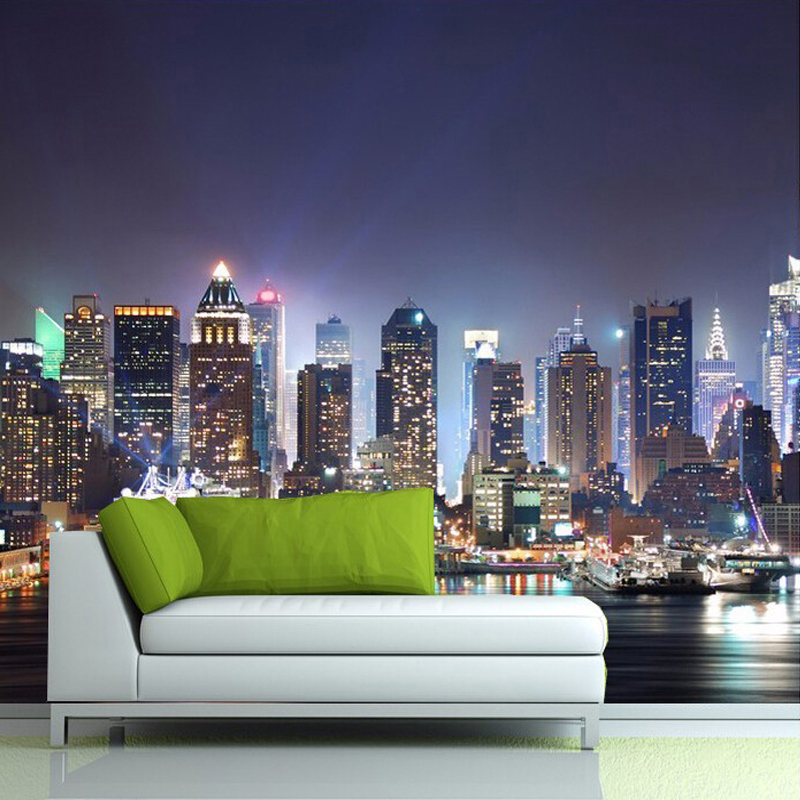 Home Textiles New York - カスタマイズされた製品写真壁紙ニューヨーク市夜景アート壁画リビングルームテレビ背景壁家の装飾寝室レストラン