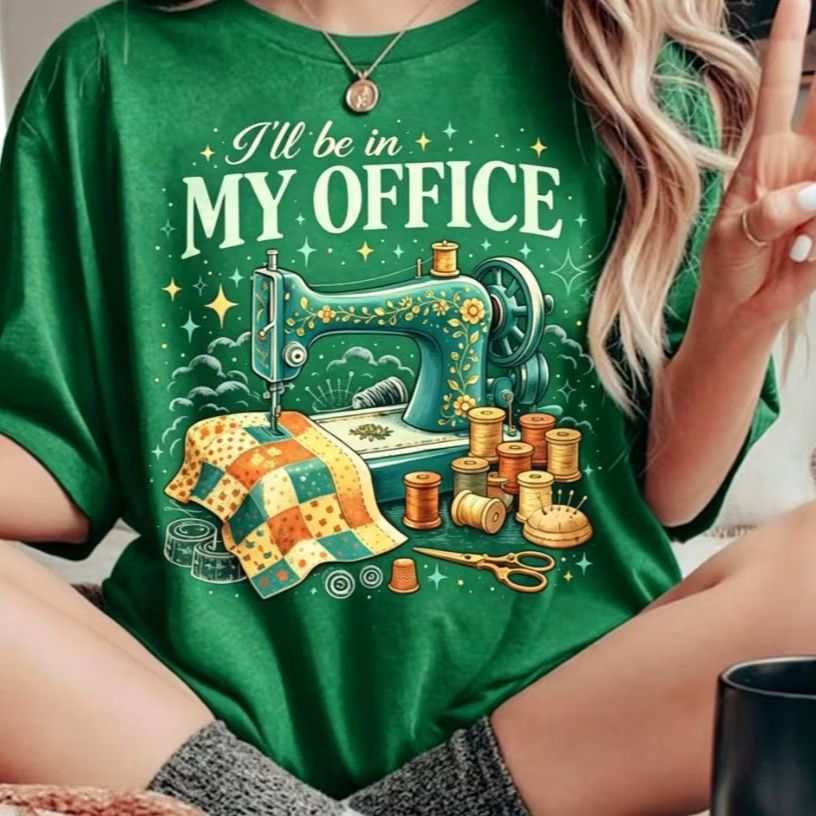 カスタム縫製愛好家向けTシャツ「私はオフィスにいます」プリン - Quilt Cotton Summer のレビューと価格