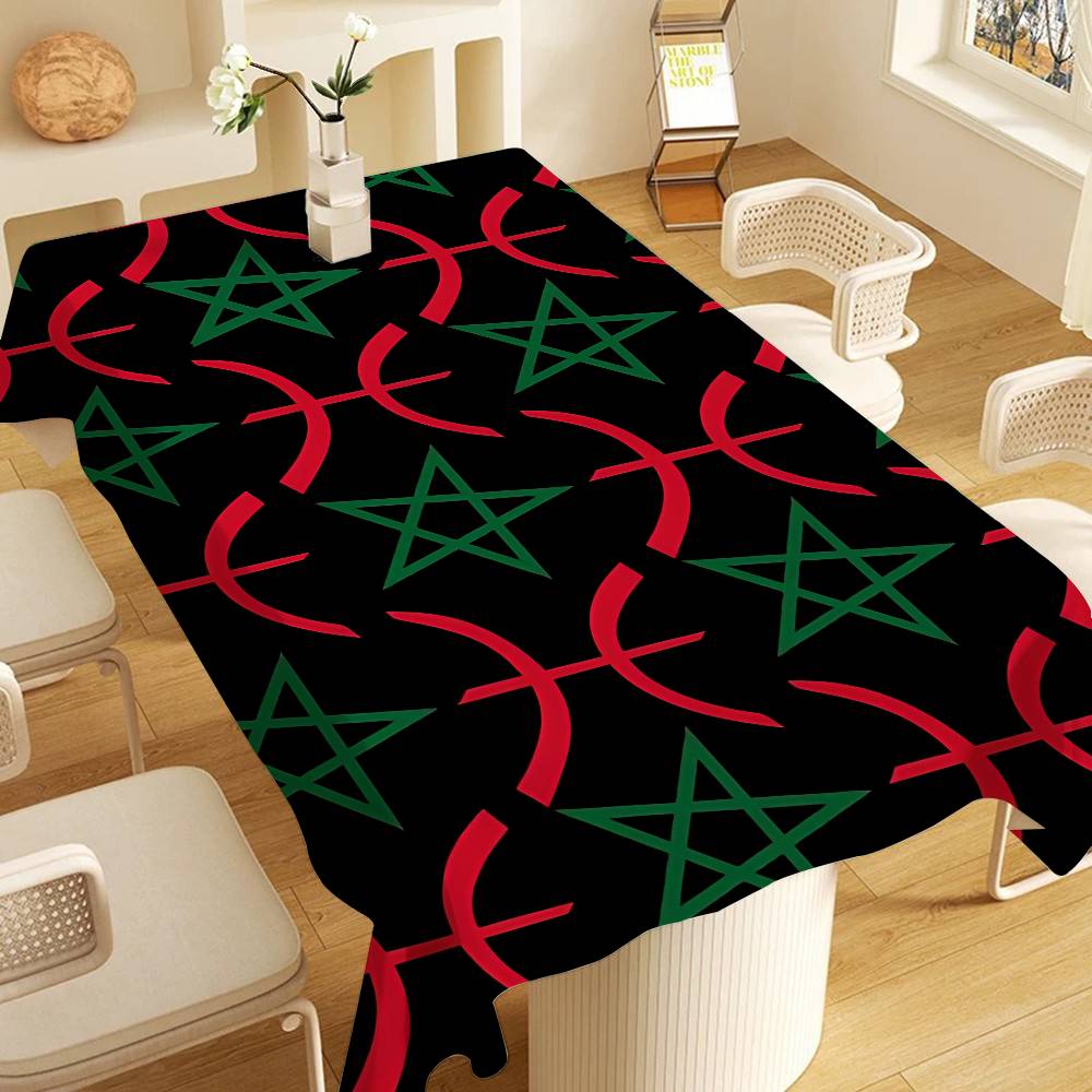 モロッコ地図旗柄長方形テーブルクロス、ファームハウス、ホリデ - Home Textiles Today のレビューと価格