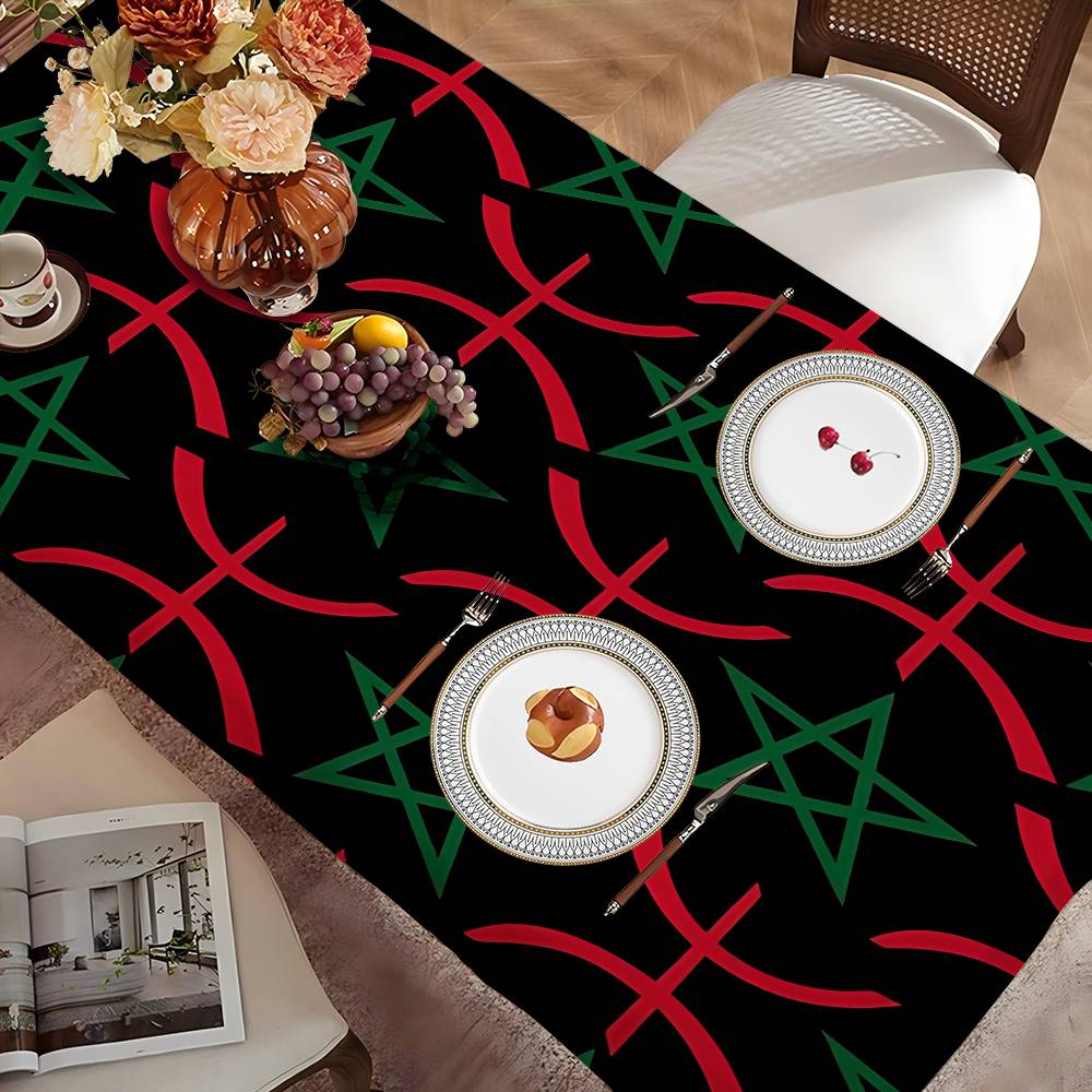 モロッコ地図旗柄長方形テーブルクロス、ファームハウス、ホリデ - Home Textiles Today のレビューと価格