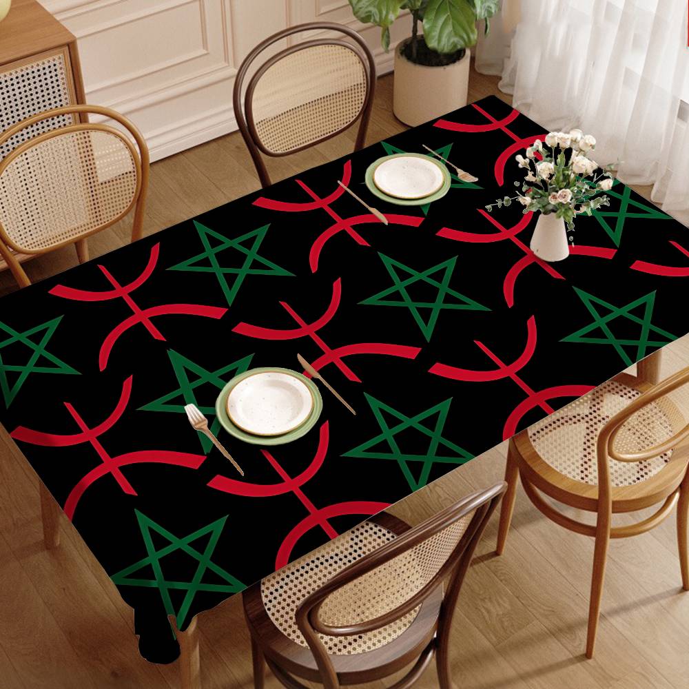 モロッコ地図旗柄長方形テーブルクロス、ファームハウス、ホリデ - Home Textiles Today のレビューと価格