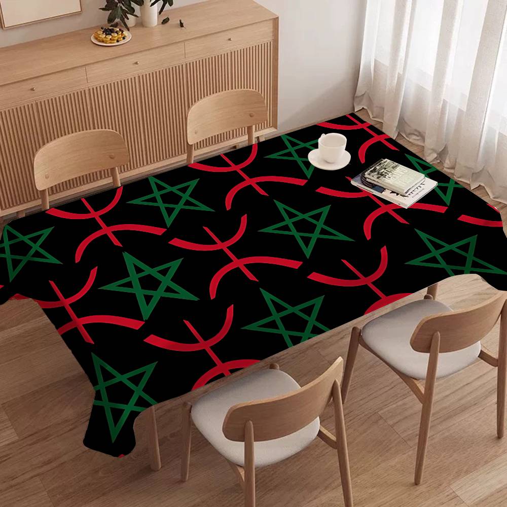 モロッコ地図旗柄長方形テーブルクロス、ファームハウス、ホリデ - Home Textiles Today のレビューと価格