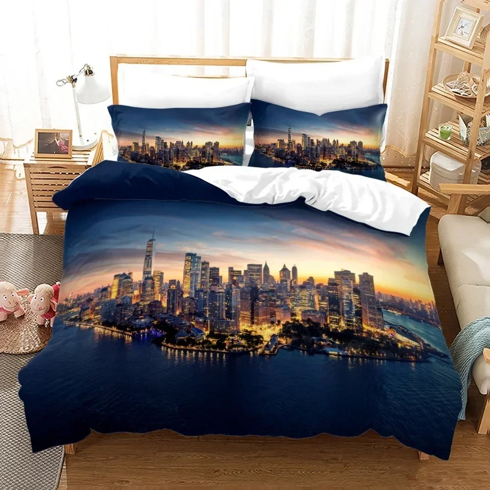 3D プリントニューヨークシティ夜景寝具セットクイーンキング - Home Textiles New York のレビューと価格