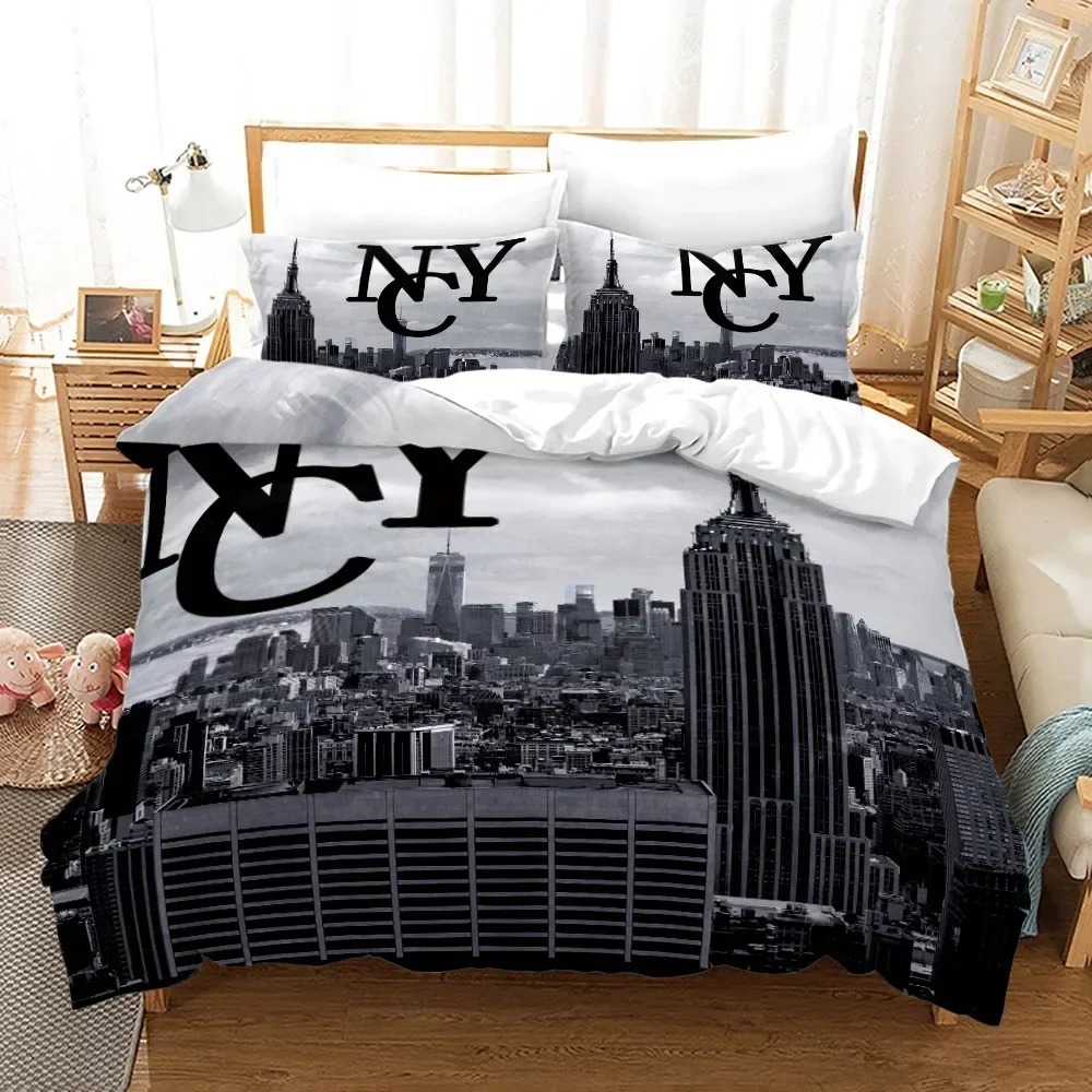 3D プリントニューヨークシティ夜景寝具セットクイーンキング - Home Textiles New York のレビューと価格