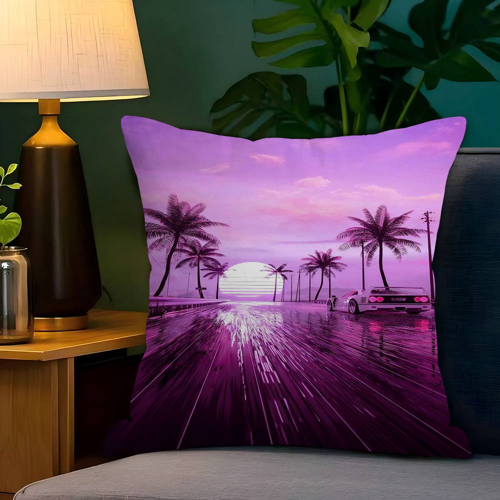 ネオンナイトシティ風景 80 年代サイバーパンクカークッショ - Home Textiles City のレビューと価格