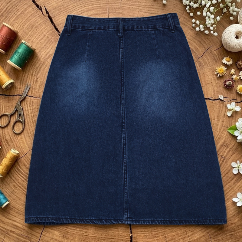レディースハイウエストミドル丈Aラインデニムスカート レトロ - Quilt Cotton Summer のレビューと価格