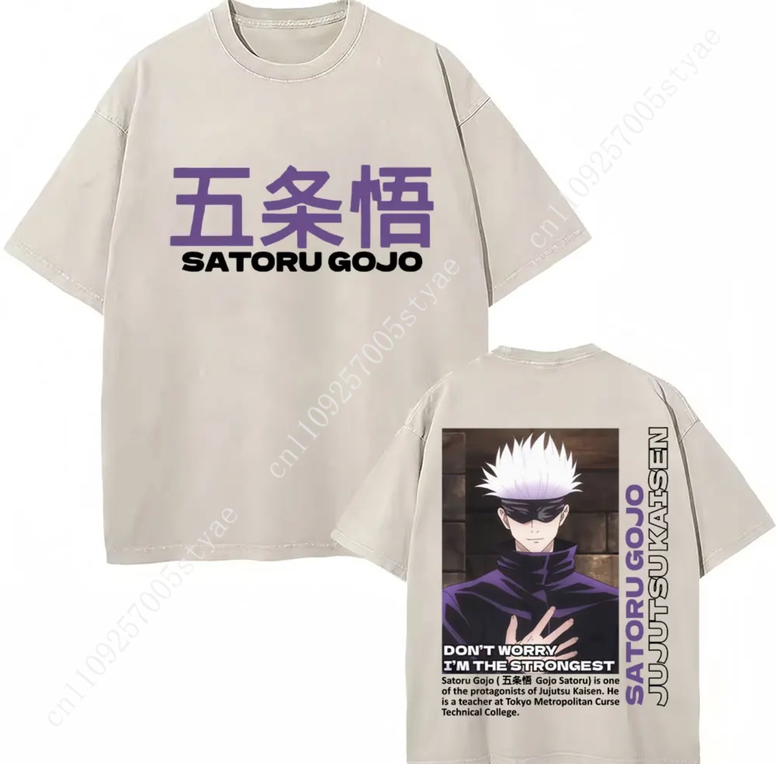 日本アニメ呪術廻戦ウォッシュドTシャツ五条悟ゲトスグールTシ - Quilt Cotton Summer のレビューと価格