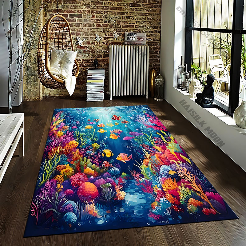 鮮やかな色のカーペットが付いた水中都市ヨガリビングルームの装 - Home Textiles City のレビューと価格