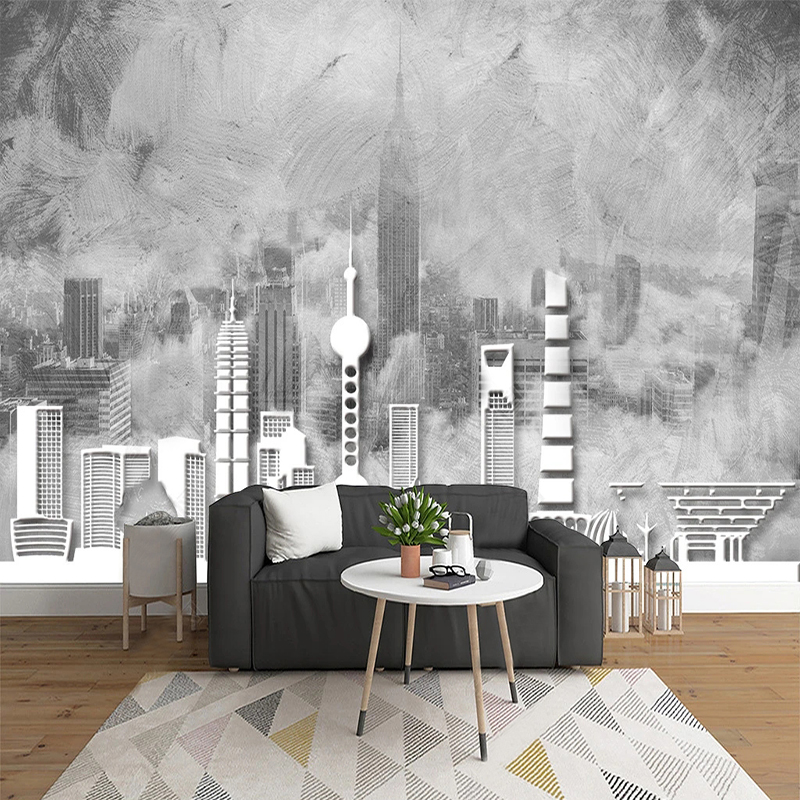 カスタム 3D 壁紙壁画レトロ抽象都市建築壁画研究リビングル - Home Textiles City のレビューと価格