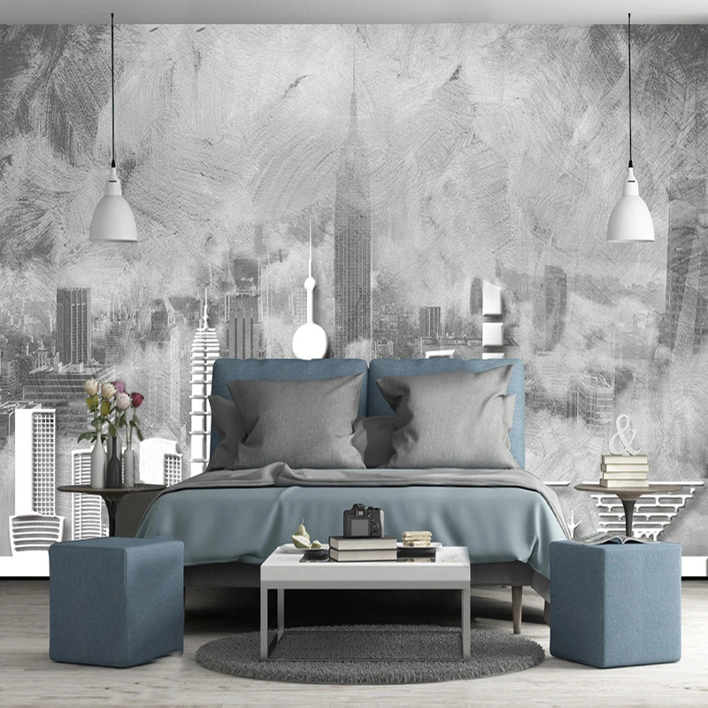 カスタム 3D 壁紙壁画レトロ抽象都市建築壁画研究リビングル - Home Textiles City のレビューと価格