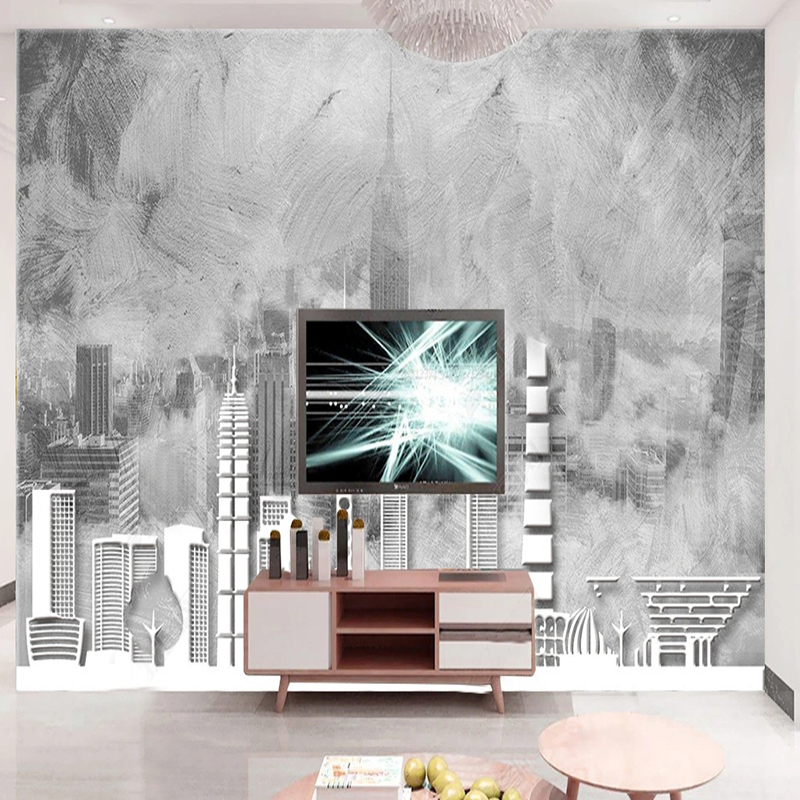 カスタム 3D 壁紙壁画レトロ抽象都市建築壁画研究リビングル - Home Textiles City のレビューと価格
