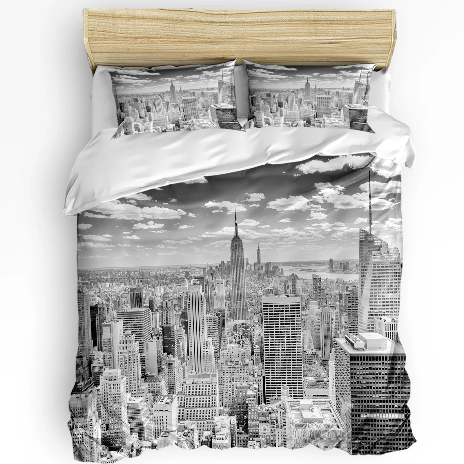 3点寝具セット グレー ニューヨークシティ風景 ホームテキス - Home Textiles New York のレビューと価格