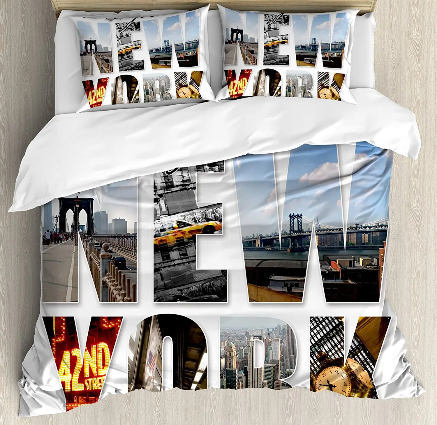 3点寝具セット グレー ニューヨークシティ風景 ホームテキス - Home Textiles New York のレビューと価格