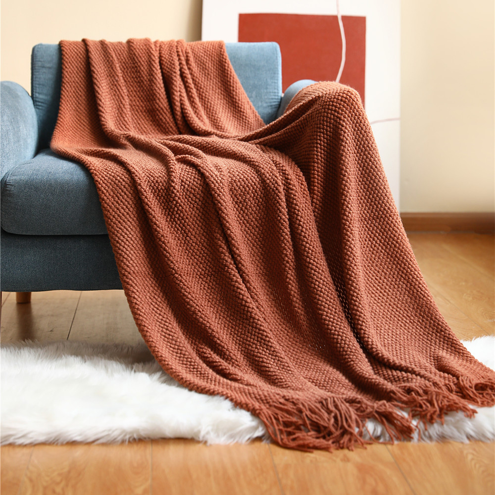 厚手のニットブランケット,コーングリーン,エンボスワッフル, - Home Textiles City のレビューと価格
