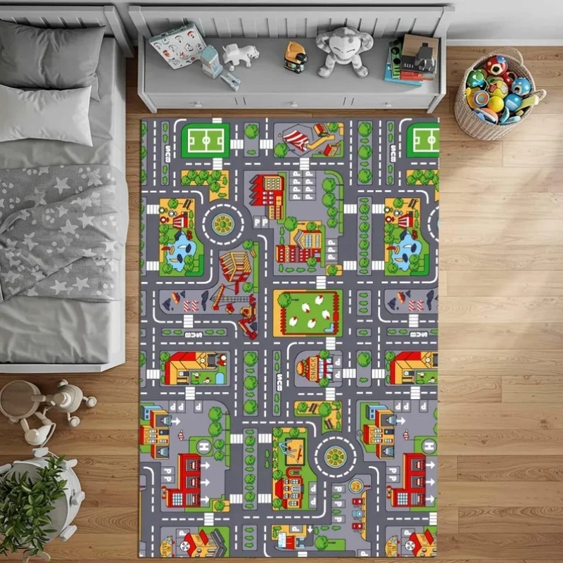 キッズシティロードマッププレイマット教育用カーペット子供のプ - Home Textiles City のレビューと価格