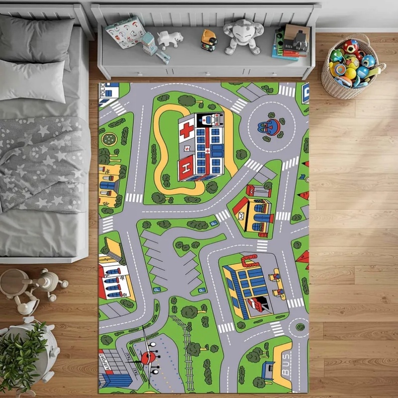 キッズシティロードマッププレイマット教育用カーペット子供のプ - Home Textiles City のレビューと価格