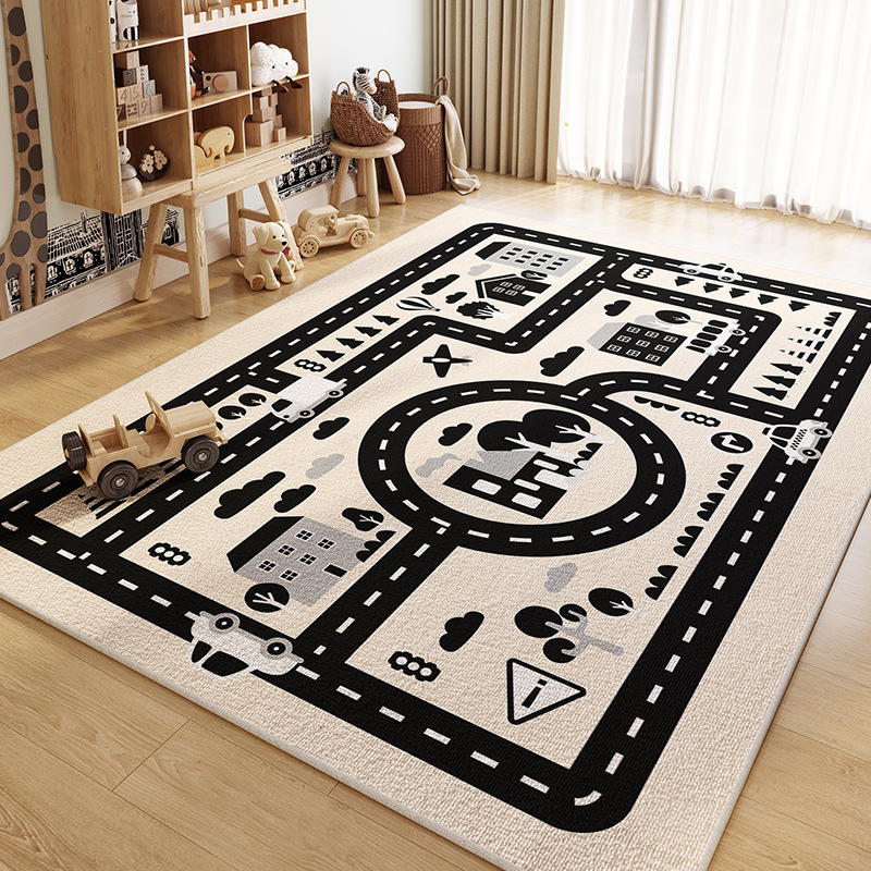子供用教育ラグコレクション 世界地図 街路 魔法の森デザイン - Home Textiles City のレビューと価格